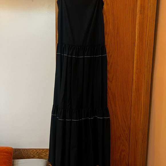 Rosetta Getty Black Maxi Dress with White Accents - Picture 1 of 4